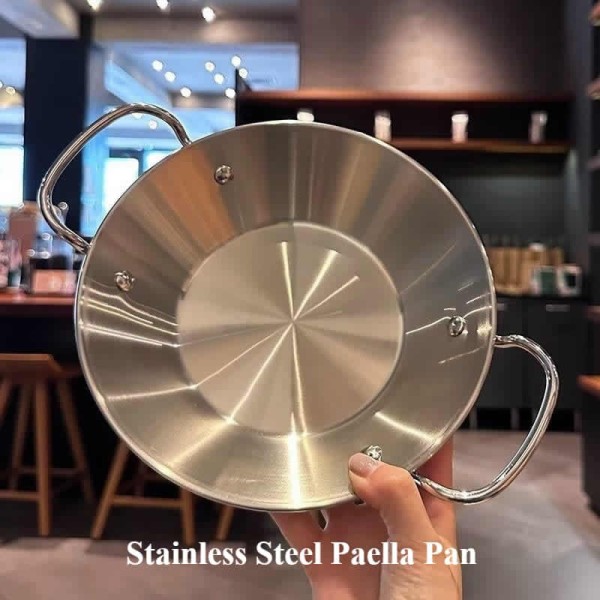 Compact Seafood Rice Pan Frying Stainless Steel Korean Commercial Plate 22cm