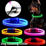Breathable Rechargeable Fiber Optic Dog Collar Luminous Night Glow Pet Accessory Detachable Safety Enhanced Nighttime Visibi