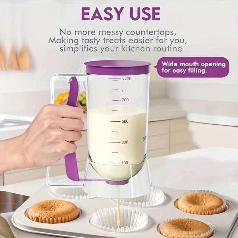 Easy To Clean 900ml Batter Dispenser Squeeze Handle Kitchen Gadget Cupcakes Waffles Pancakes Bakes Easy Fill Dispensing Bottle