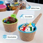 Comfortable Vibrant Color Ice Cream Bowls Spoons Dessert Sundae Dishes Set Birthday Holiday Party Favor Gift Decor