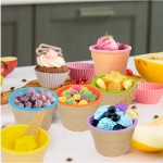 Comfortable Vibrant Color Ice Cream Bowls Spoons Dessert Sundae Dishes Set Birthday Holiday Party Favor Gift Decor