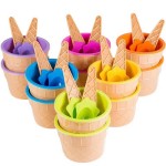 Comfortable Vibrant Color Ice Cream Bowls Spoons Dessert Sundae Dishes Set Birthday Holiday Party Favor Gift Decor