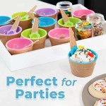 Comfortable Vibrant Color Ice Cream Bowls Spoons Dessert Sundae Dishes Set Birthday Holiday Party Favor Gift Decor