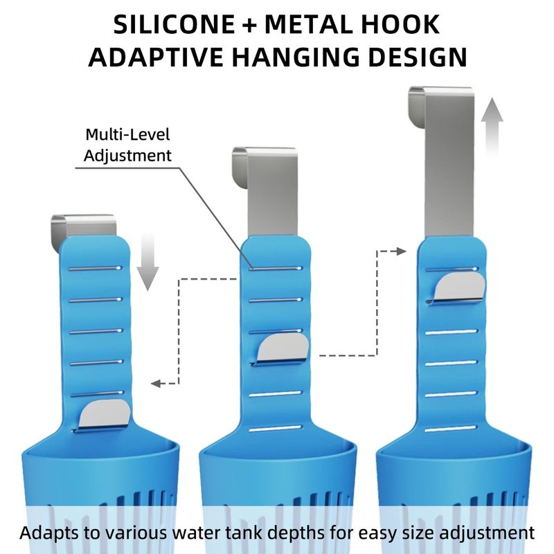 Sleek Multifunctional Hanging Toilet Tank Caddy Adjustable Bathroom Holder Deodorant Cleaning Tablets Storage Rack