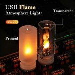 Adjustable USB LED Flame Type Night Light Frosted Clear Glass Flickering Dynamic Flash Mood Lighting Car Interior Home Lamp