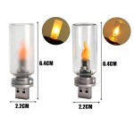 Adjustable USB LED Flame Type Night Light Frosted Clear Glass Flickering Dynamic Flash Mood Lighting Car Interior Home Lamp