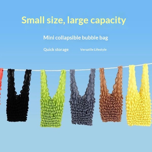 Sturdy Expansion Fold Pleated Flexible Stretch Mini Shopping Bag Large Capacity Bubble Elastic Portable Handbag Storage