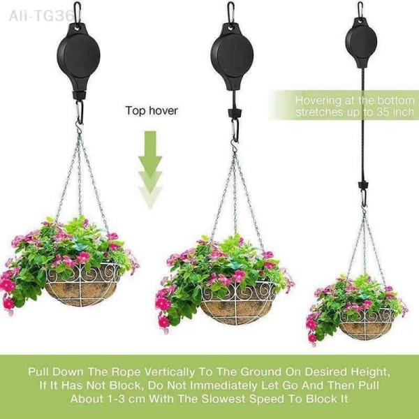 Sleek NexaHome Adjustable Retractable Plant Pulley Hanger Hook Hanging Flower Baskets Garden Pots Bird Feeder Outdoor Decor xkdae