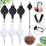 Sleek NexaHome Adjustable Retractable Plant Pulley Hanger Hook Hanging Flower Baskets Garden Pots Bird Feeder Outdoor Decor xkdae