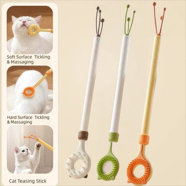 Interactive Cat Toy 2-in-1 Retractable Teaser Tickling Massaging Kittens Relieve Boredom Pet Products