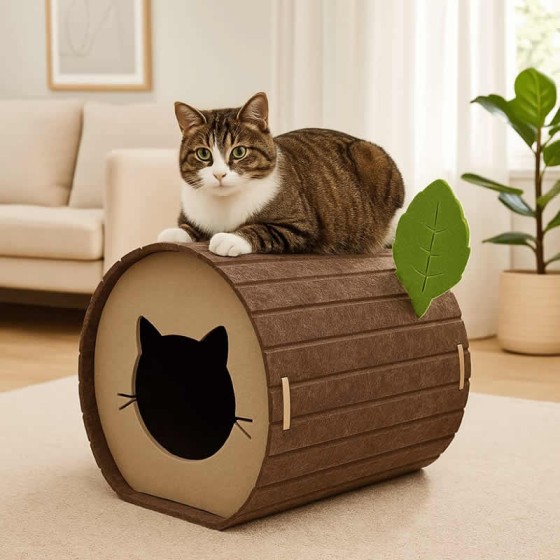 Soft Fun Felt Cave Cat House Tree Hole Semi-enclosed Scratching Post Wear-resistant Foldable Bed sleeping