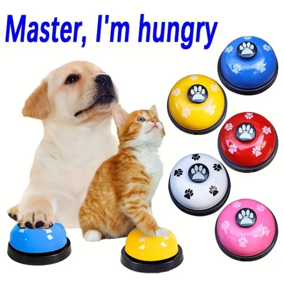 High Quality Cat Dog Trainer Pet Toys Bell Interactive Toy Called Dinner Small Bells Footprint Ring Feeding Reminder Teddy