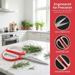 Sturdy Heavy Duty Multipurpose Scissors Size High-Carbon Steel Built-in Opener Non-Slip Grip Kitchen Crafting Gardening