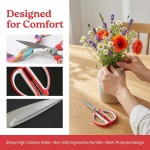 Sturdy Heavy Duty Multipurpose Scissors Size High-Carbon Steel Built-in Opener Non-Slip Grip Kitchen Crafting Gardening