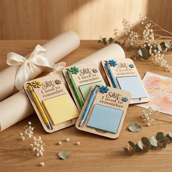 Washable Creative Wooden Memo Clip Holder Office Desk Decor School Gift Supplies