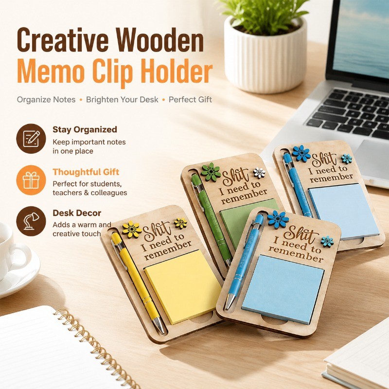 Washable Creative Wooden Memo Clip Holder Office Desk Decor School Gift Supplies