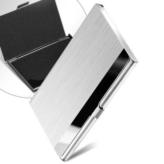 Stackable Premium Ultra thin Stainless Steel Business Card Holder Silver Metal Pocket Case Men Women Simple Design Wallet