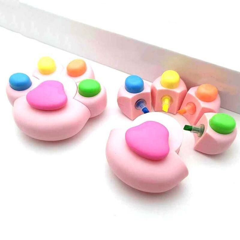 Buildable Fashion Cartoon Cat Paw Highlighter Pen Graffiti Handmade Funnyl DIY Marking Fluorescent Marker Birthday Gift