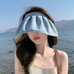 Durable Fashion Solid Color Sun Hat Women Summer Empty Large Brim UV Protection Foldable Fisherman Cap Girls Travel Outdoor