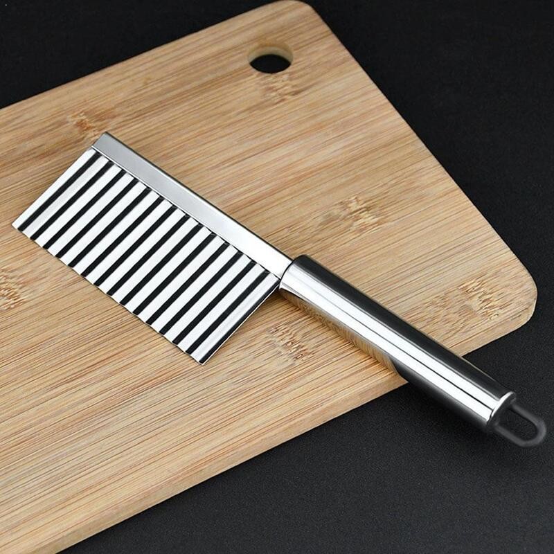 Easy To Clean Stainless Steel Potato Chip Slicer Serrated Chopper Crinkle Wavy Knife Vegetable Fruit Wave French Fry Maker Tools