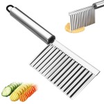 Easy To Clean Stainless Steel Potato Chip Slicer Serrated Chopper Crinkle Wavy Knife Vegetable Fruit Wave French Fry Maker Tools