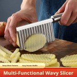 Easy To Clean Stainless Steel Potato Chip Slicer Serrated Chopper Crinkle Wavy Knife Vegetable Fruit Wave French Fry Maker Tools