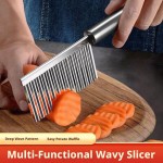 Easy To Clean Stainless Steel Potato Chip Slicer Serrated Chopper Crinkle Wavy Knife Vegetable Fruit Wave French Fry Maker Tools