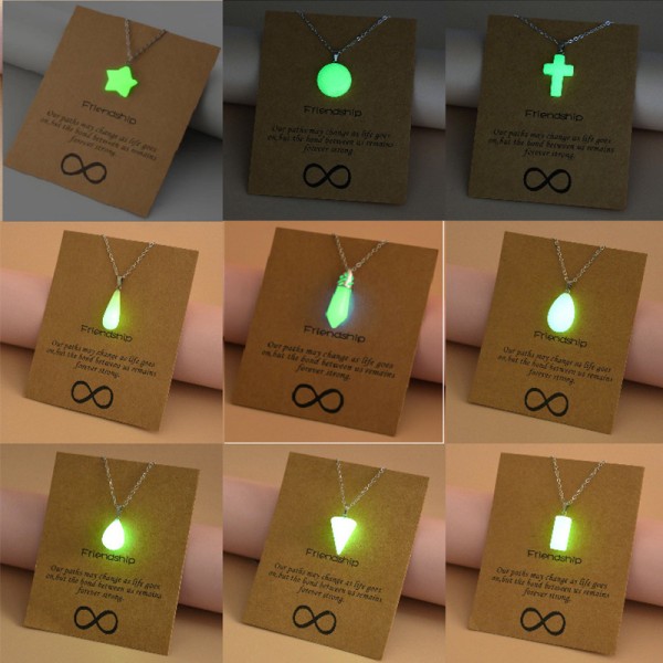 Eye-catching Natural stone luminous arrow water drop love cross pendant necklace hollow female Christmas giftfor girlfriend