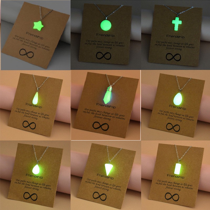 Eye-catching Natural stone luminous arrow water drop love cross pendant necklace hollow female Christmas giftfor girlfriend