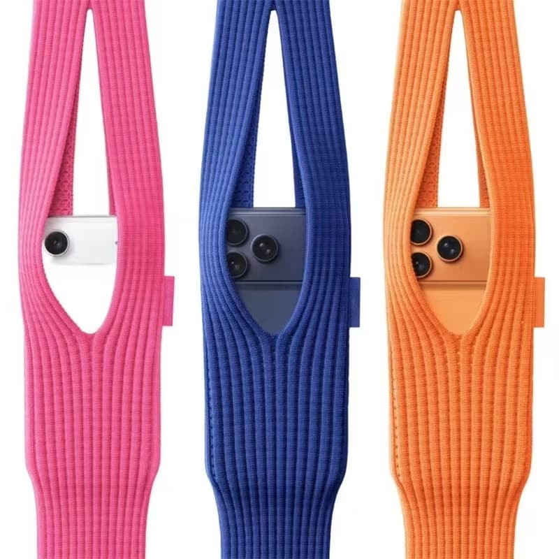 Foldable Mobile Phone Pocket Crossbody Knitted Handbag Bag Soft Polyester Material Universal Fashionable Decorative Storage