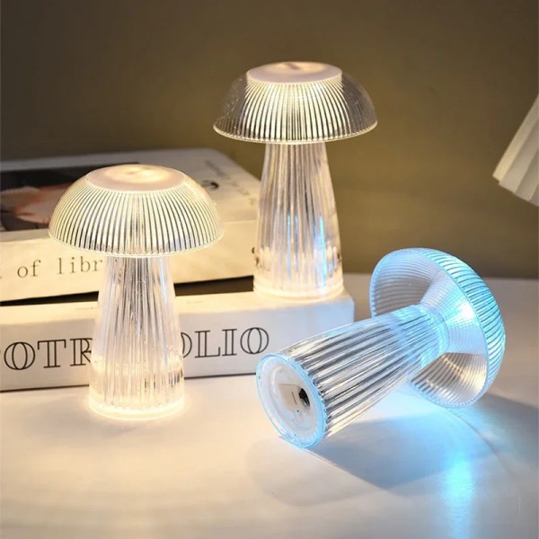 Easy To Install LED Jellyfish Night Lamp Button Battery Mushroom Table Lamps Living Room Bedroom Bedside Desktop Decor Atmosphere Light