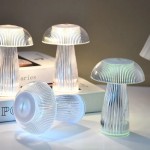 Easy To Install LED Jellyfish Night Lamp Button Battery Mushroom Table Lamps Living Room Bedroom Bedside Desktop Decor Atmosphere Light