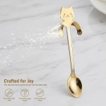 Rust-resistant Stainless Steel Cute Cat Hanging Spoons Smooth Edge Lovely Design Fit Coffee Tea Dessert Home Use