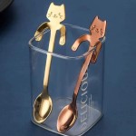 Rust-resistant Stainless Steel Cute Cat Hanging Spoons Smooth Edge Lovely Design Fit Coffee Tea Dessert Home Use