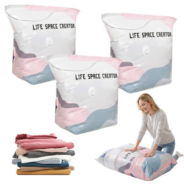 Heavy Duty Large Capacity Vacuum Storage Bags No Pump Space Saver Compression Clothes Blankets 2026 No-pump Bag