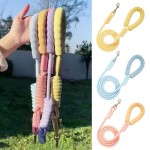 High Quality Summer Dopamine Dog Leashes Durable Cotton Handle Pet Training Rope Nylon Anti-Lost Traction Outdoor