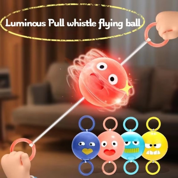 Safe 2-piece set luminous whistle ball rotating flash flywheel puzzle rope childhood creative decompression fitness toy