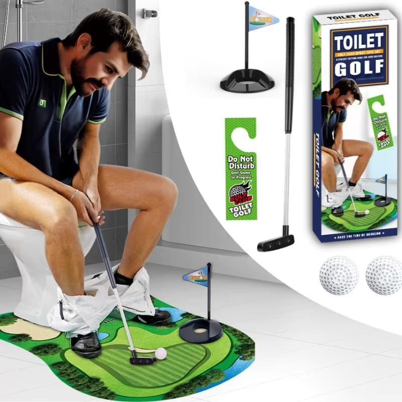 Smooth Toilet Golf Balls Game Set Mini Indoor Putting Green Toy Bathroom Funny Entertainment Perfect Gift Dad Boyfriend