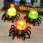 Easy To Install Halloween Decorations LED Candle Light Plastic Spider Pumpkin Lamp Home Bar Haunted House Party Decor