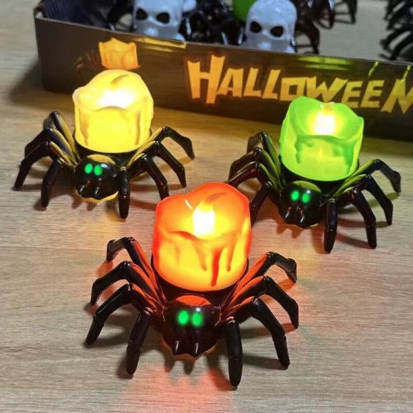 Easy To Install Halloween Decorations LED Candle Light Plastic Spider Pumpkin Lamp Home Bar Haunted House Party Decor