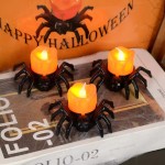 Easy To Install Halloween Decorations LED Candle Light Plastic Spider Pumpkin Lamp Home Bar Haunted House Party Decor