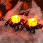 Easy To Install Halloween Decorations LED Candle Light Plastic Spider Pumpkin Lamp Home Bar Haunted House Party Decor