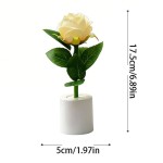 Safe Romantic Rose Table Lamp Simple Battery Operated Night Light Warm White Creative Bedroom Bedside Wedding Decor