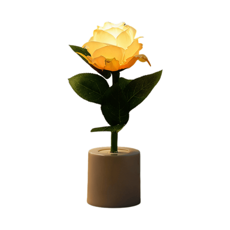 Safe Romantic Rose Table Lamp Simple Battery Operated Night Light Warm White Creative Bedroom Bedside Wedding Decor