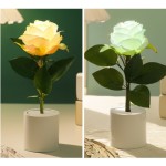 Safe Romantic Rose Table Lamp Simple Battery Operated Night Light Warm White Creative Bedroom Bedside Wedding Decor