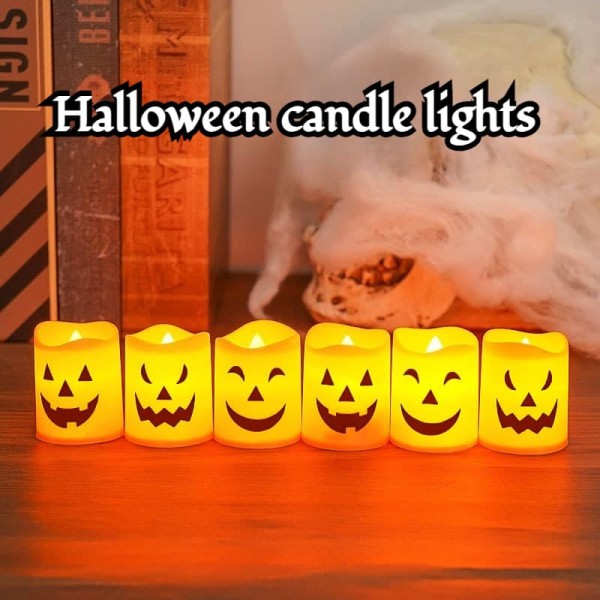 Premium LED Candle Light Battery Powered Pumpkin Skull Ghost Spooky Halloween Party Decora Ambiance Electronic Lights