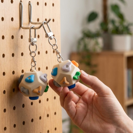 Bright 3D Printed Mini Climbing Hold Keychain Handmade Realistic Dodecahedron Boulder Block Charm Colorful Fun Fidget