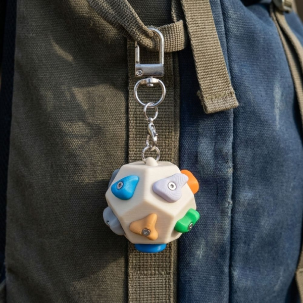 Bright 3D Printed Mini Climbing Hold Keychain Handmade Realistic Dodecahedron Boulder Block Charm Colorful Fun Fidget