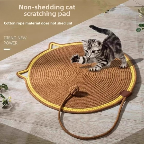 Premium Quality Cat Scratching Mat Durable Cotton Rope Scratcher Self-Play Ball 2-in-1 Sleeping Claw Care Pad Summer Use