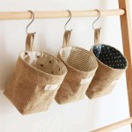 Space-saving Jute Cotton Linen Storage Bag Desktop Basket Hanging Pocket Organizer Toy Cosmetic Sundries Box Decor